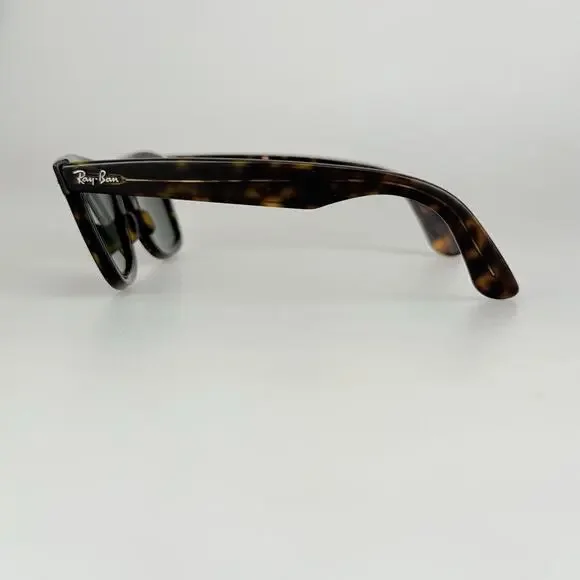 Ray-Ban Sunglasses Wayfarer RB2140 902 Handmade in Italy G15 Tortoise SCRATCHED